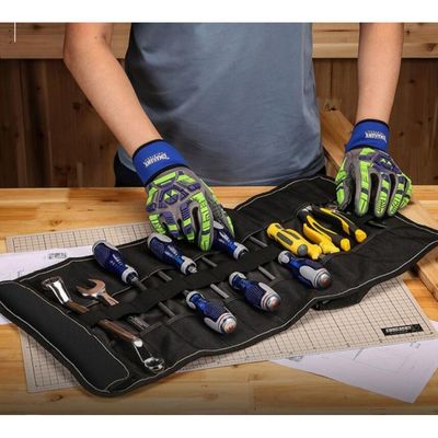 Comfortable Roll Up Tool Bag Black Roll Up Tool Pouch Medium Capacity