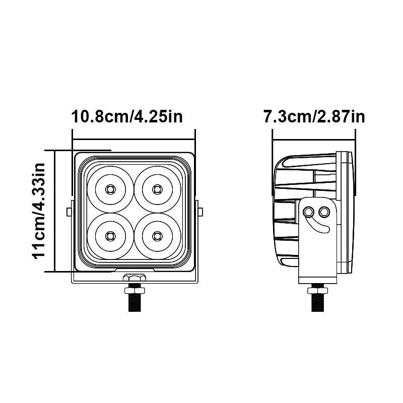 WETECH 40W 6" Square Heavy Duty LED Work Lights Flood or Spot Beam
