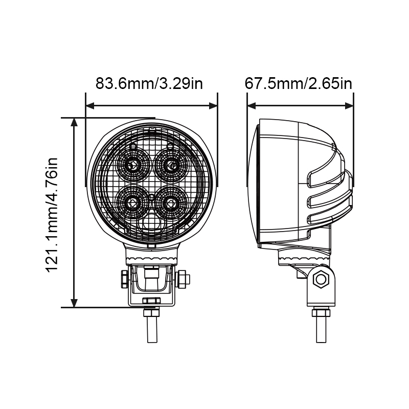 WETECH 20W Round LED Work Light White/Blue 360 ° Rotary support