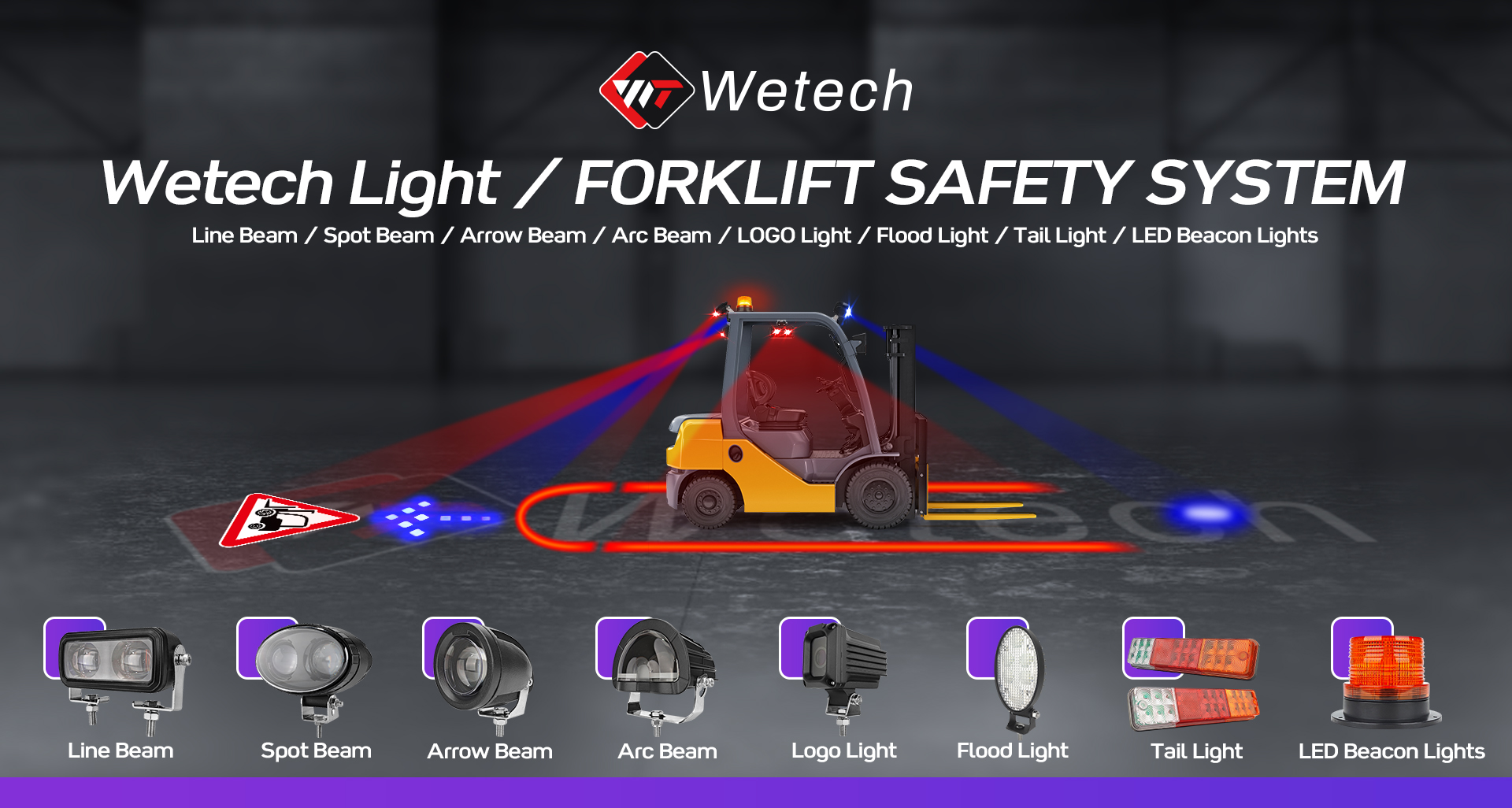 60W Super Bright Line Beam Red Zone Forklift Warning Lights